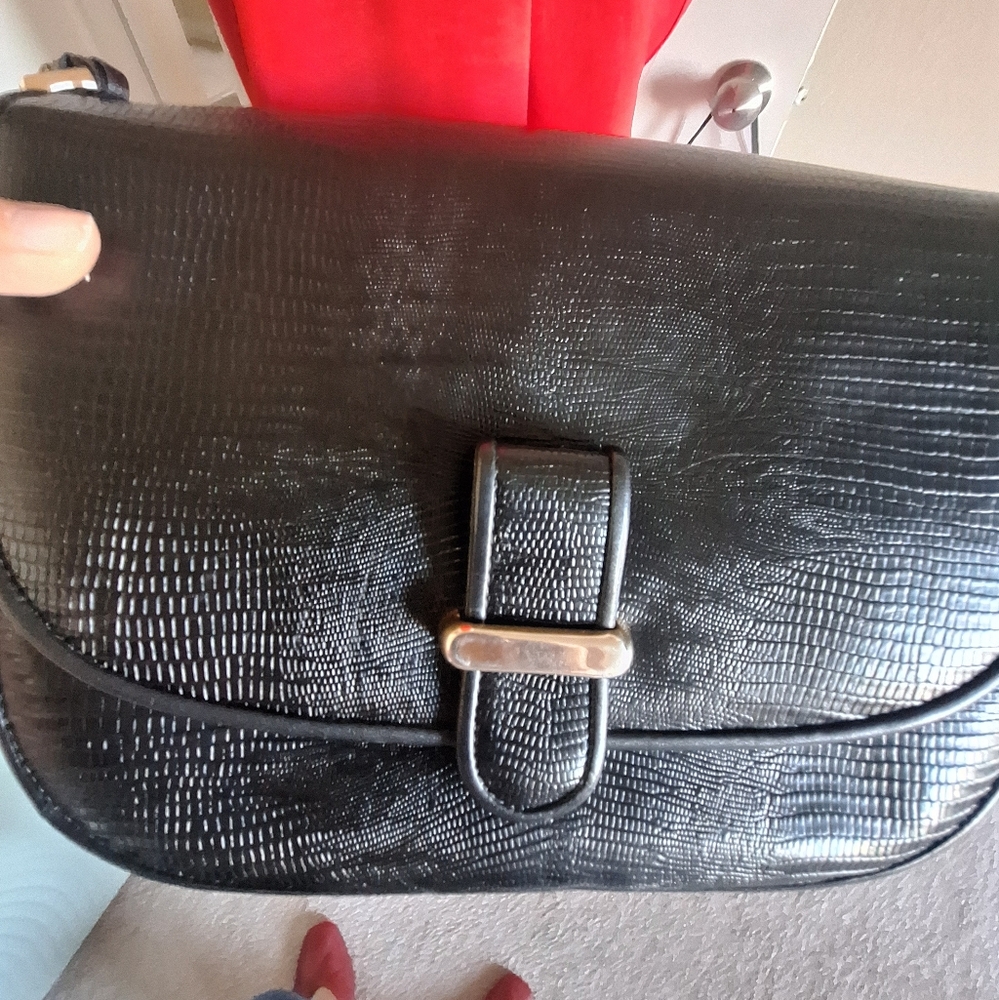 Anne Klein Black Textured Shoulder Bag